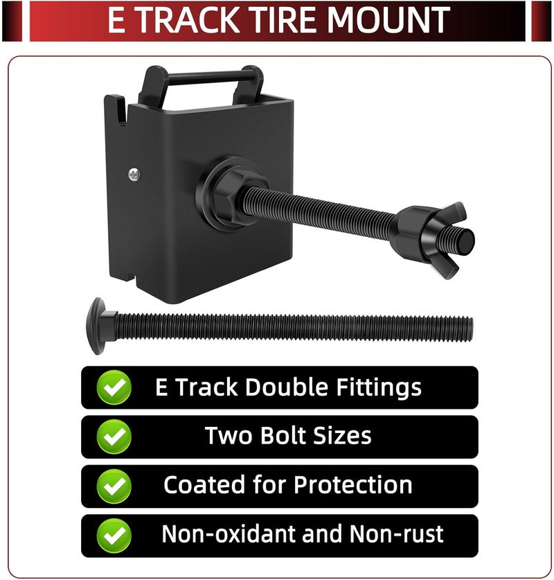 Qualward E Track Spare Tire Holder Mount for Enclosed Trailers, Spare Tire Carrier Bracket for Trucks, Garages, Warehouse and Semis, Upgraded E-Track Fittings Spare Wheel Carrier - Image 3